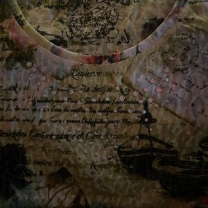 Printed Tank Top with Sequin Accents